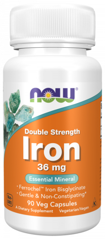 NOW Iron 36 mg Double Strength, Железо двойной силы 36 мг, 90 капсул